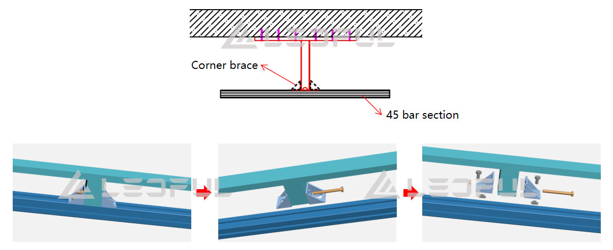 02 Fix the 45 bar section to the T-bar