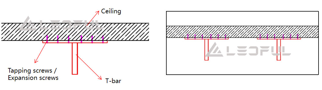 01 Fix the T-bar to the ceiling