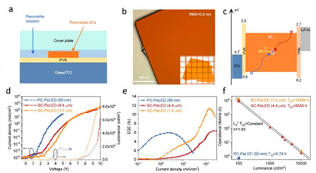 USTC prepares efficient and stable perovskite single crystal LED