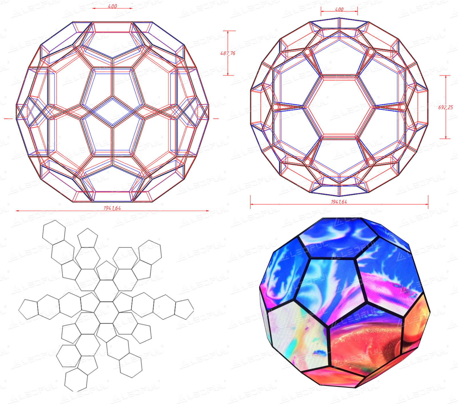 Creative Football Design with Customized Diameter