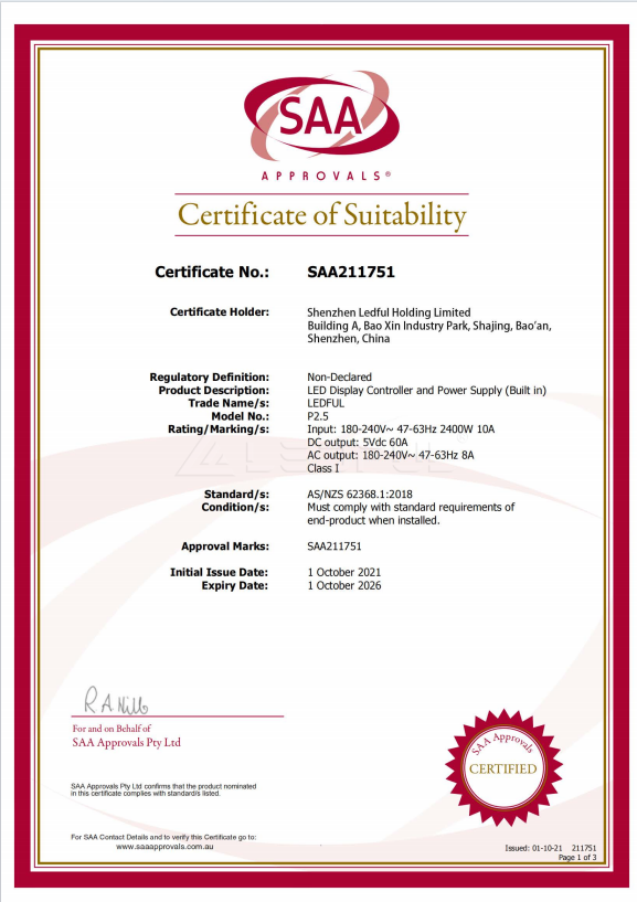 RCM & SAA Certified LED Displays for Australia | LEDFUL-2